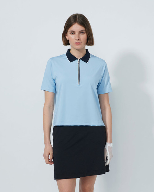 Cropped Breezy Blue Short Sleeve Polo Shirt PS26 image 1