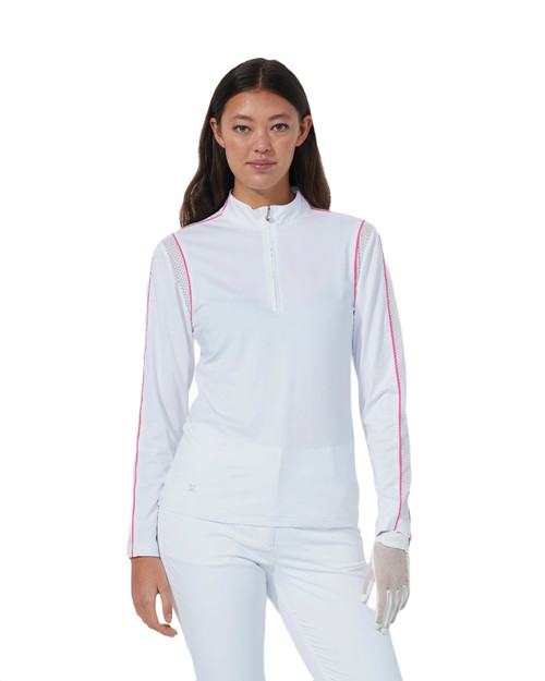 Mesh Insert White Long Sleeve Top image 1
