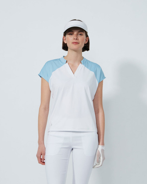 Breezy Blue V-Neck Cap Sleeve T-Shirt image 1