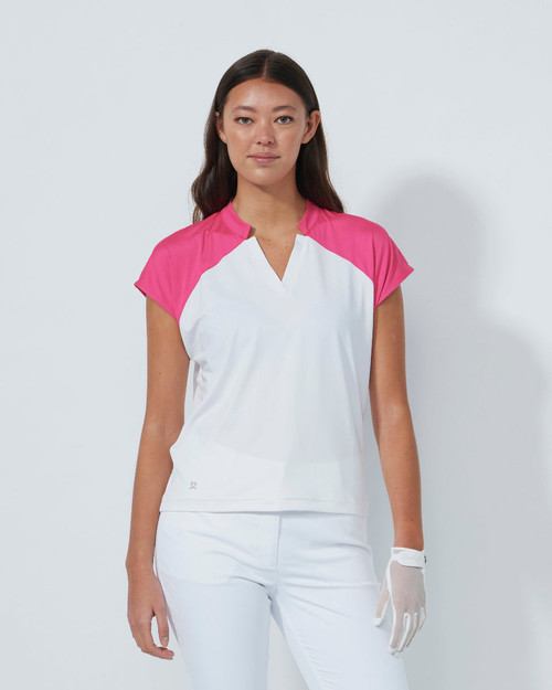 Radiant Pink V-Neck Cap Sleeve T-Shirt image 1