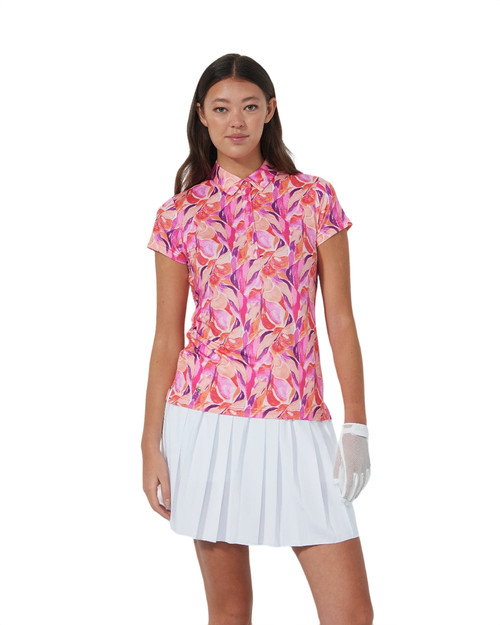 Sheermotion Cap Sleeve Polo Shirt PS26 Artsy Leaf image 1