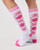 White Radiant Pink Argyle Knee Socks image 1