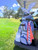 Golf Towel – Blue Stripes & Coral Golf Cart image 4