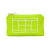 Front view of florescent yellow everyday pouch. Pouch has white tennis court printed on front and red tennis racquet zipper pull.