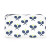 Small white nylon pouch with navy crossed racquets printed on bag. Pouch has navy racquet zipper.