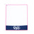white towel with navy stripe and golf text