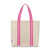 natural canvas tote with hot pink and white cotton webbing straps
