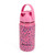 bright pink kids water bottle with shooting star and tennis ball pattern.