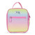 Front view of pastel rainbow ombre kids lunch box
