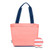 view of coral mini surfside tote with navy straps