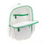 Inside view of pickleball backpack with white quilted nylon fabric. Backpack has green trim and front paddle pocket.