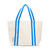 mini natural canvas tote with blue and white cotton webbing straps