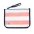 coral and white striped nylon zip pouch with wrist strap