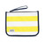 yellow and white striped nylon zip pouch with wrist strap