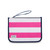 hot pink and white striped nylon zip pouch with wrist strap