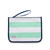 mint green and white striped nylon zip pouch with wrist strap