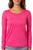 Hot Pink Long Sleeve Mesh Trim Top - GolftiniTops