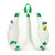 Back view of white game on tennis backpack with green trim. Backpack has quilted fabric and front pocket for tennis racquets.