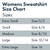 Womens sweatshirt size chart extra small is size 0 to 2. size small is size 4 to 6. size medium is size 8 to 10. size large is size 12 to 14. size extra large is size 16