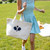 Canvas large tote with navy crossed pickleball paddles embroidered on the front