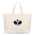 Canvas large tote with navy crossed pickleball paddles embroidered on the front
