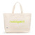 Canvas large tote with the front embroidered with the word matchpoint in a lime cursive font
