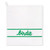 White cotton terry towel with the word "birdie" embroidered in a green cursive font on the bottom of the towel