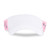 front view of light pink kids visor with shooting stars and tennis balls printed on the sides.
