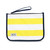 yellow and white striped nylon zip pouch with wrist strap