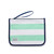 mint green and white striped nylon zip pouch with wrist strap