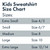 Kids size chart. extra small is sizes 4 to 5. small is sizes 6 to 7. medium is size 8. large is size 10. extra large is sizes 12 to 14.