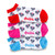 three pack of socks on white background. White sock with red trim and navy racquets, white sock with hot pink trim and navy racquets, and white sock with blue trim and navy racquets.