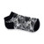 a grey sock with navy and grey snakeskin and white tennis racquets pattern