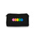 Front view of small everyday pouch. Pouch is all black with rainbow tennis balls on the front.