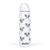 White water bottle with navy crossed racquets and lime tennis balls printed on it