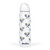 White water bottle with navy crossed racquets and lime tennis balls printed on it