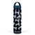 navy water bottle with the word golf in cursive repeating pattern on bottle.