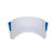 Front view of Blue tonal Racquets Head in the game visor. Front of visor is white and the sides are dark blue with light blue racquets printed on.