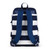back view of navy and white striped pickleball backpack