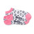 pair of white kids socks with pink heel and toes with navy tennis balls stitched on socks