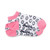 pair of white kids socks with pink heel and toes with navy tennis balls stitched on socks