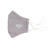 light grey face mask with white crossed racquets printed on one side 