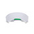 Front view of white visor with green and navy striped adjustable strap on the back.