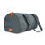 side view of charcoal grey nylon duffel