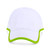 front view of white sport hat with lime green trim.