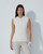 Madelene White Cable Knit Sleeveless Polo Shirt image 1