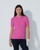 Madelene Radiant Pink Cable Knit Short Sleeve Polo Shirt image 1