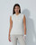 Madelene White Cable Knit Sleeveless Polo Shirt image 1