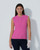 Madelene Radiant Pink Cable Knit Sleeveless Polo Shirt image 1