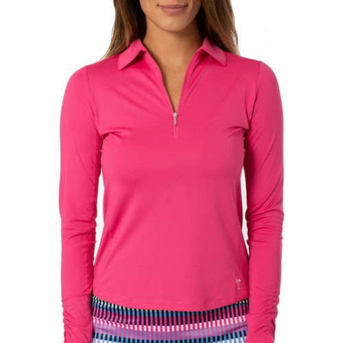 Golftini Hot Pink Long Sleeve Golf Polo Shirt